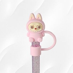 Pink Stanley Labubu Silicone Straw Topper - 10mm Straw Cover